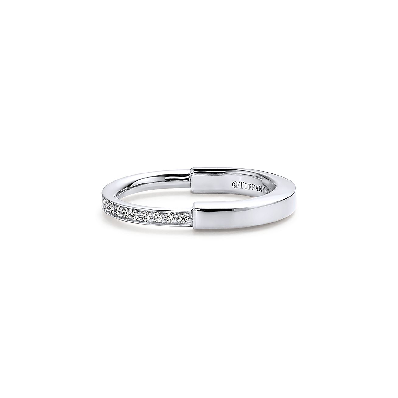 Tiffany Lock Diamonds 18K White Gold Ring