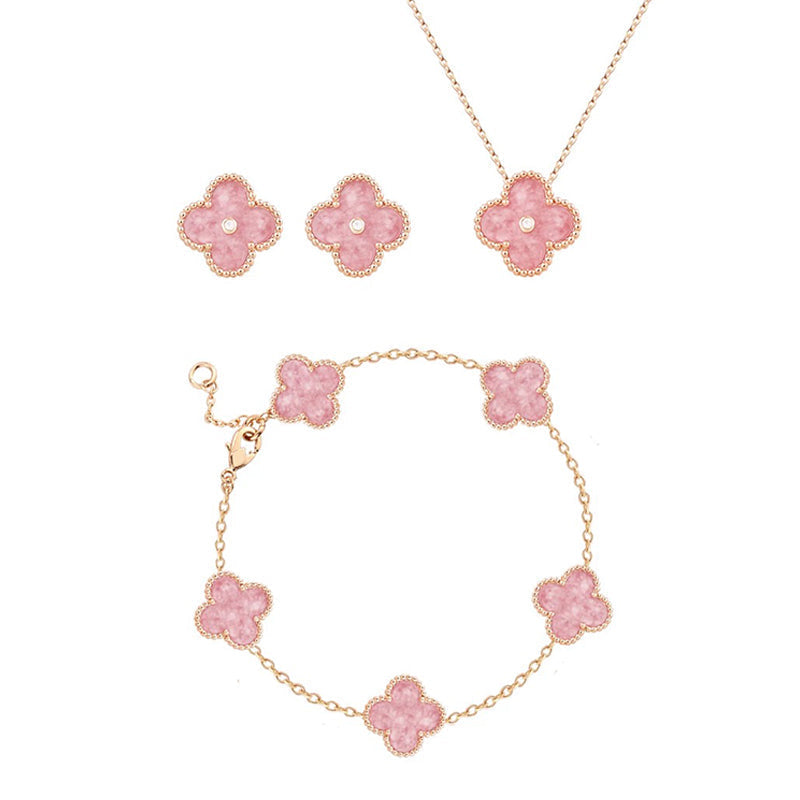 Pink Diamond Clover Earrings