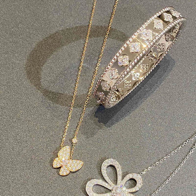 Two Butterfly 18K Gold Necklace