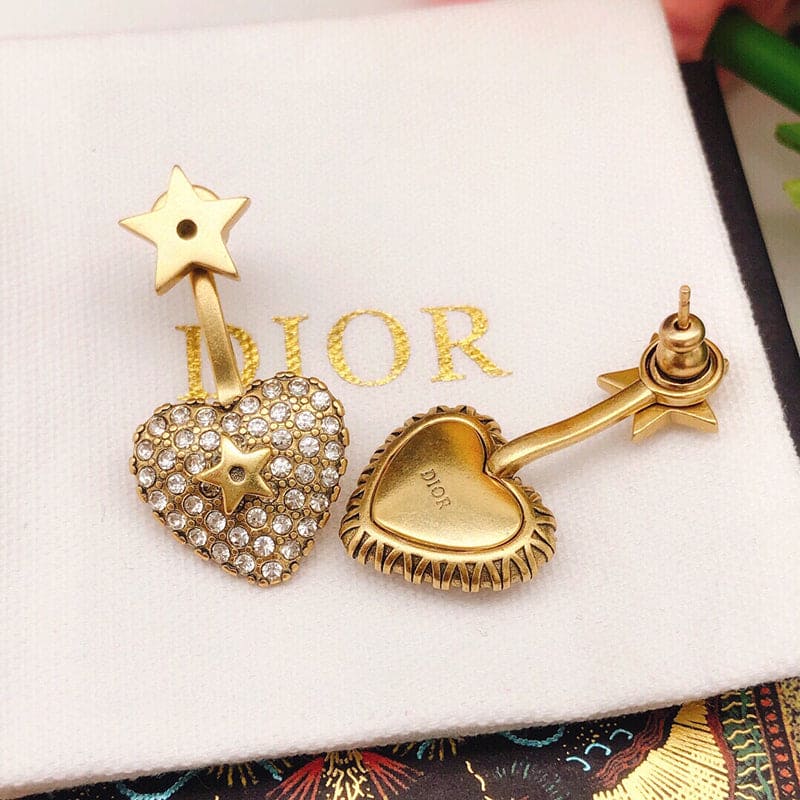 Dior Star & Heart 18K Gold Earrings
