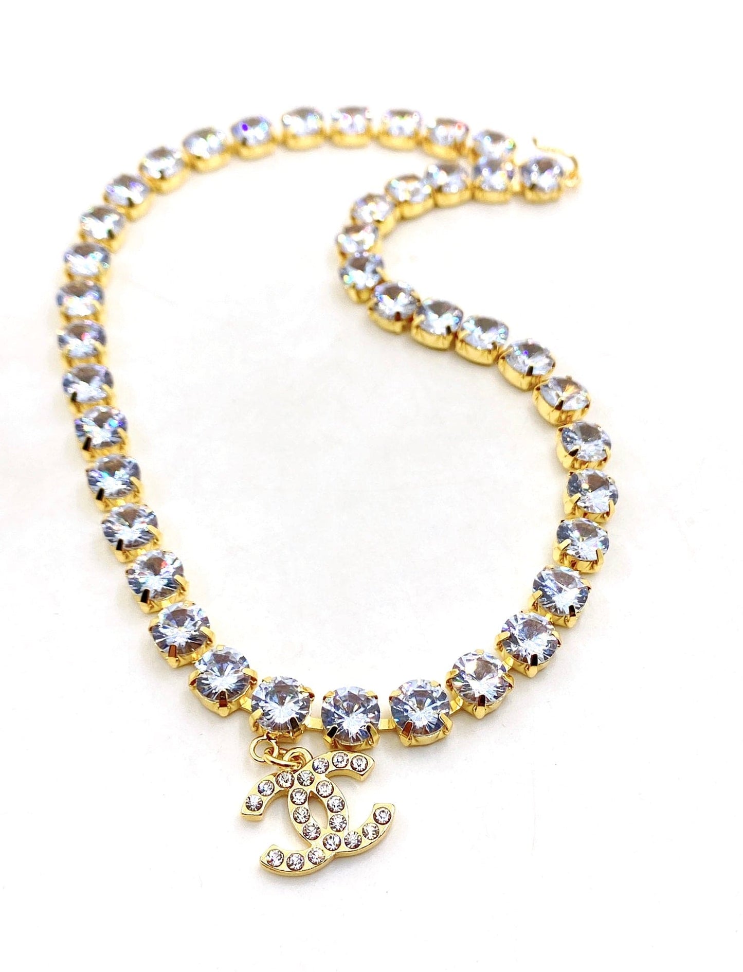 Chanel Crystals Chain 18K Gold Necklace