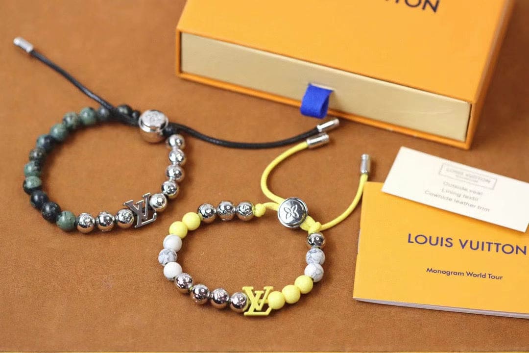 Louis Vuitton Beads Green 18K Gold Bracelet