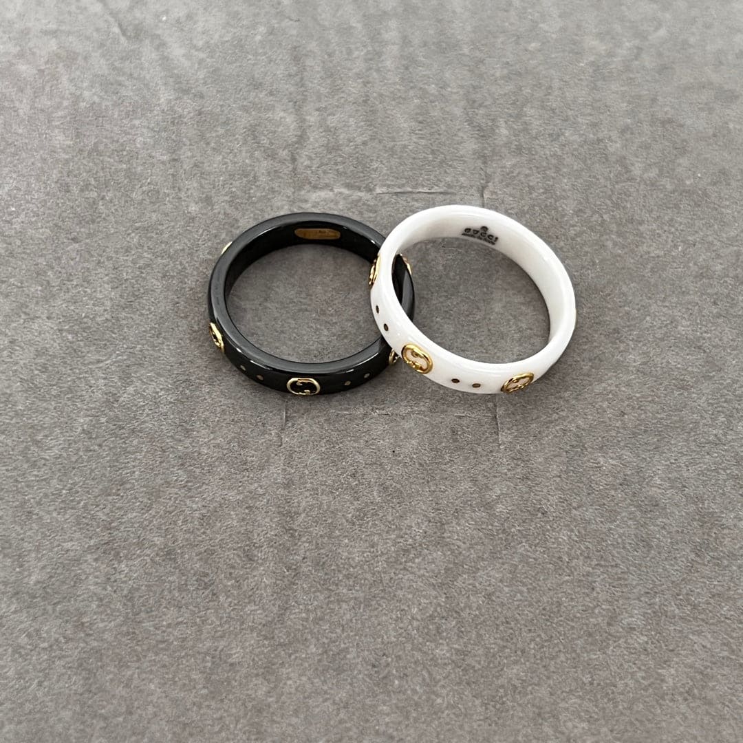 Gucci Double Icon White Zirconia 18K Gold Ring