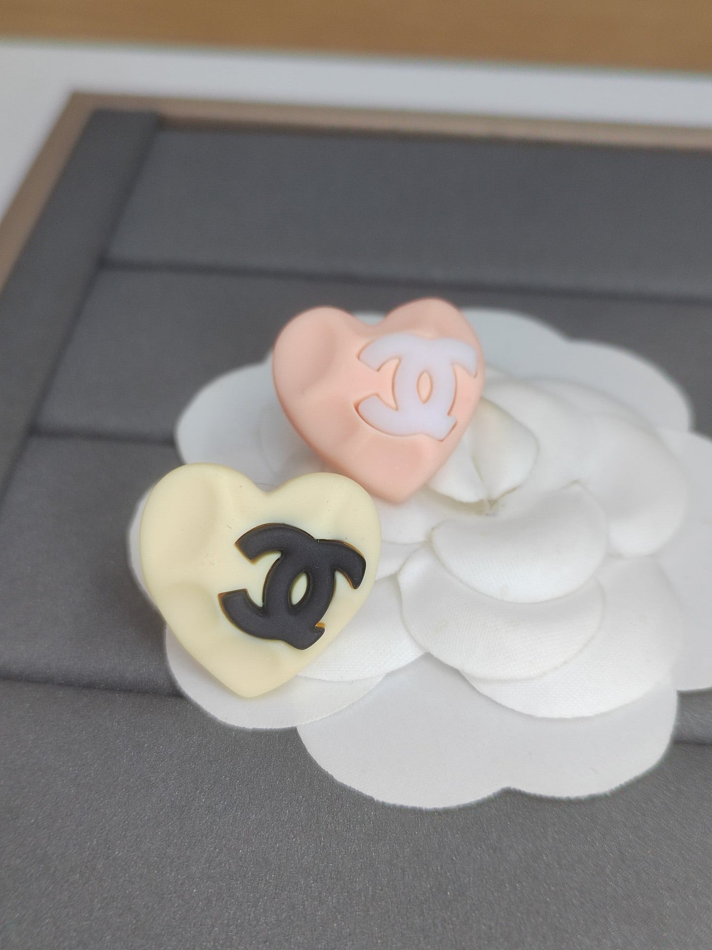 Chanel Pink & Yellow Resin 18K Gold Earrings