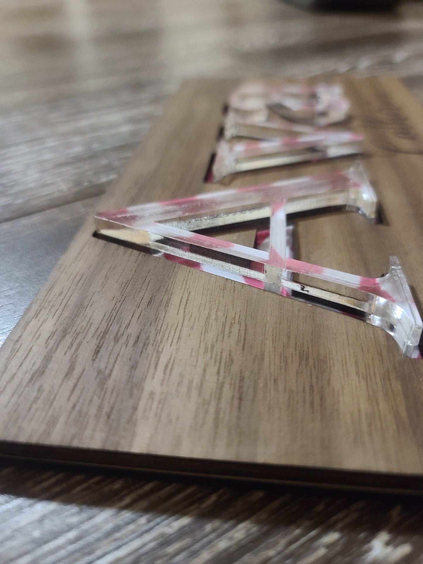 Wood & Acrylic Name Puzzle (you pick chevron / zig zag color) with clear