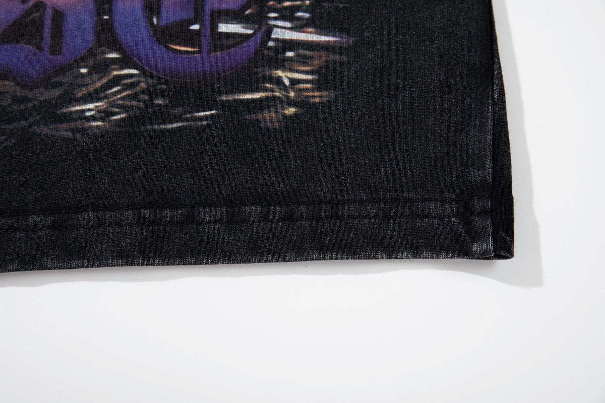 MAJESTIK Washed Black Rhinestone Graphic T-Shirt ¡ª detail