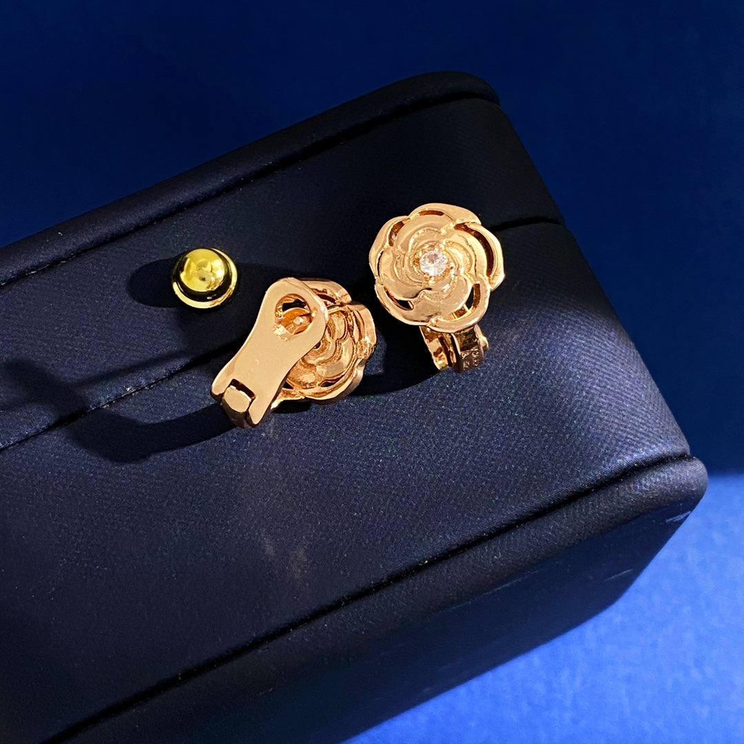 Chanel Camellia 18K Gold Earrings