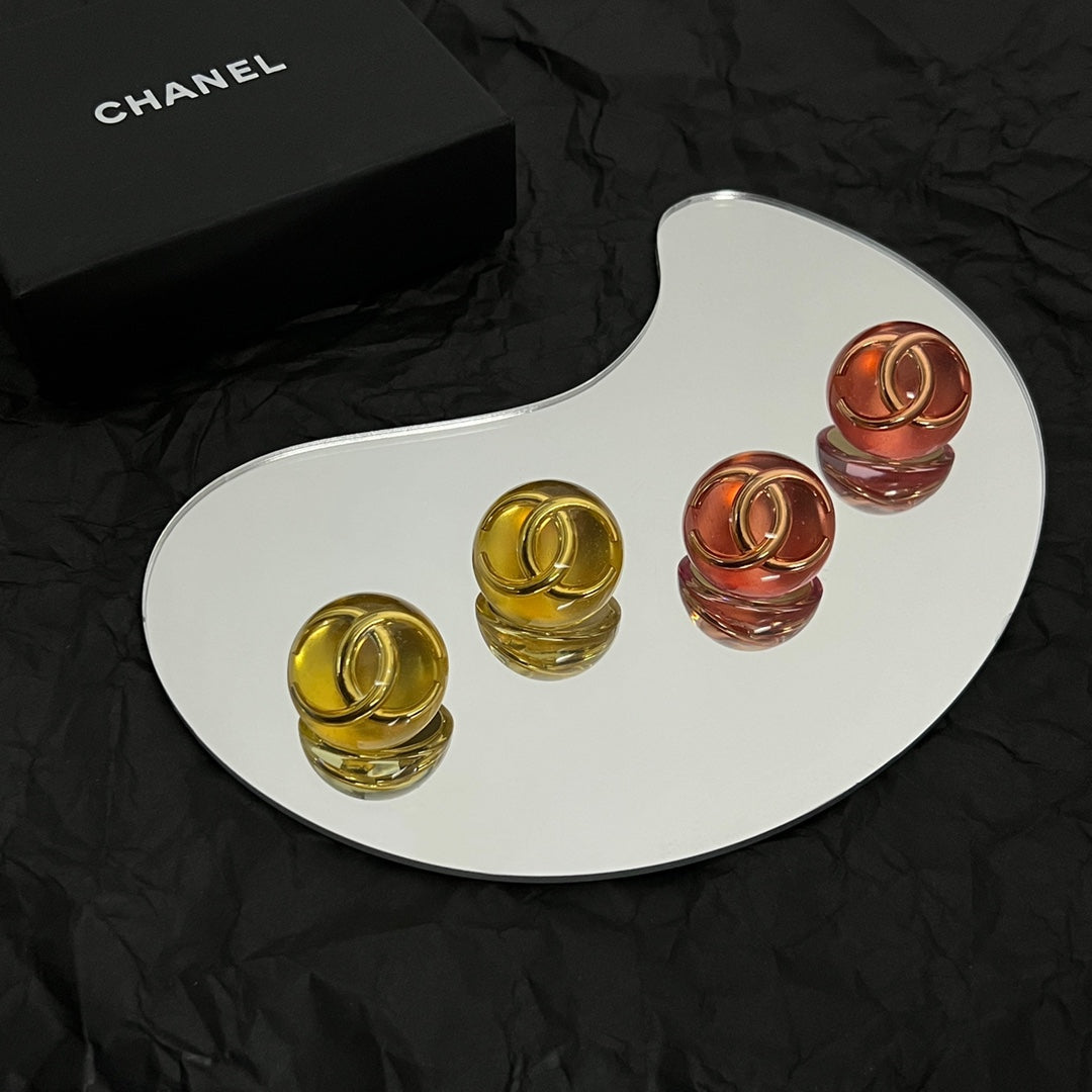 Chanel Vintage Yellow Crystal 18K Gold Earrings