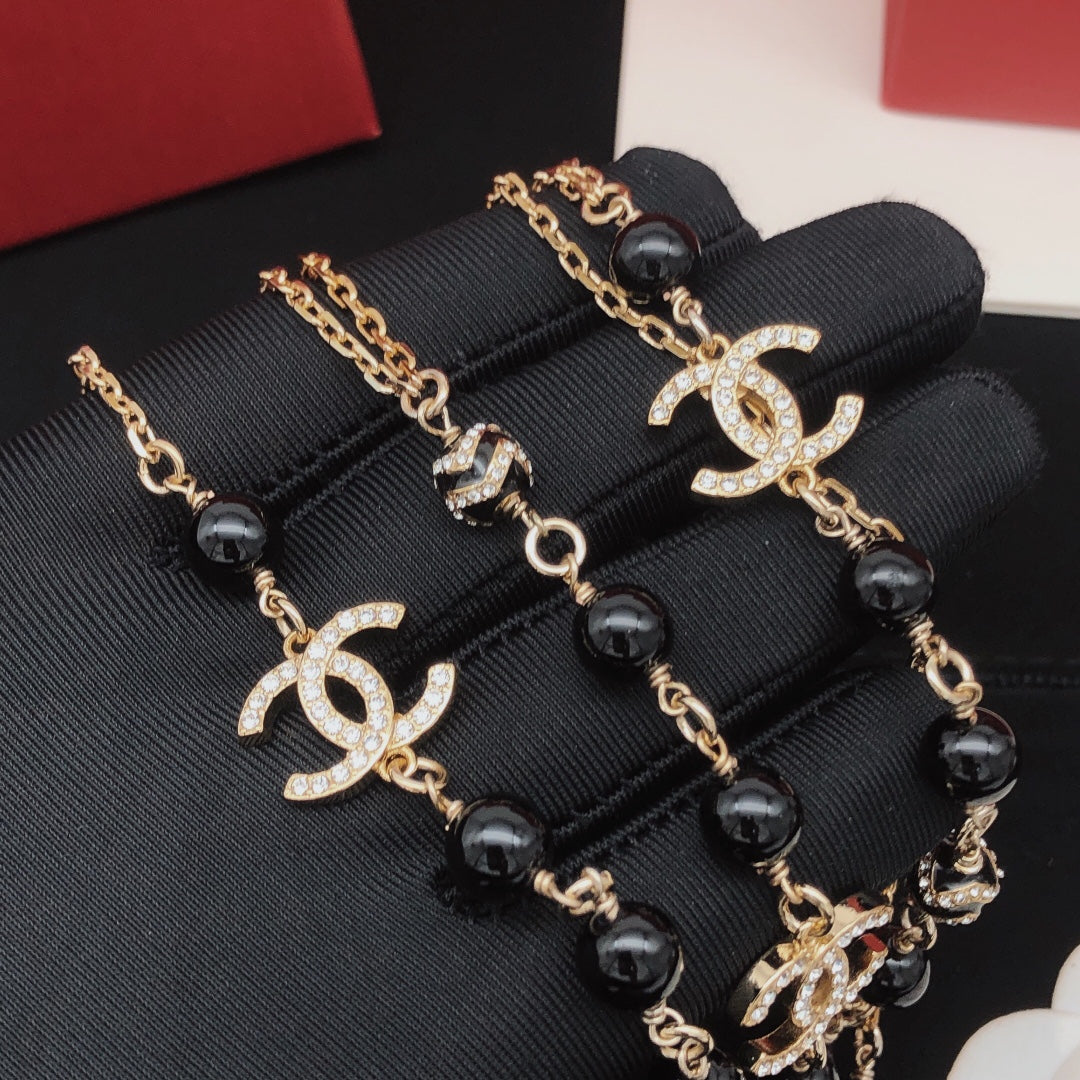 Chanel Black Pearls 18K Gold Necklace