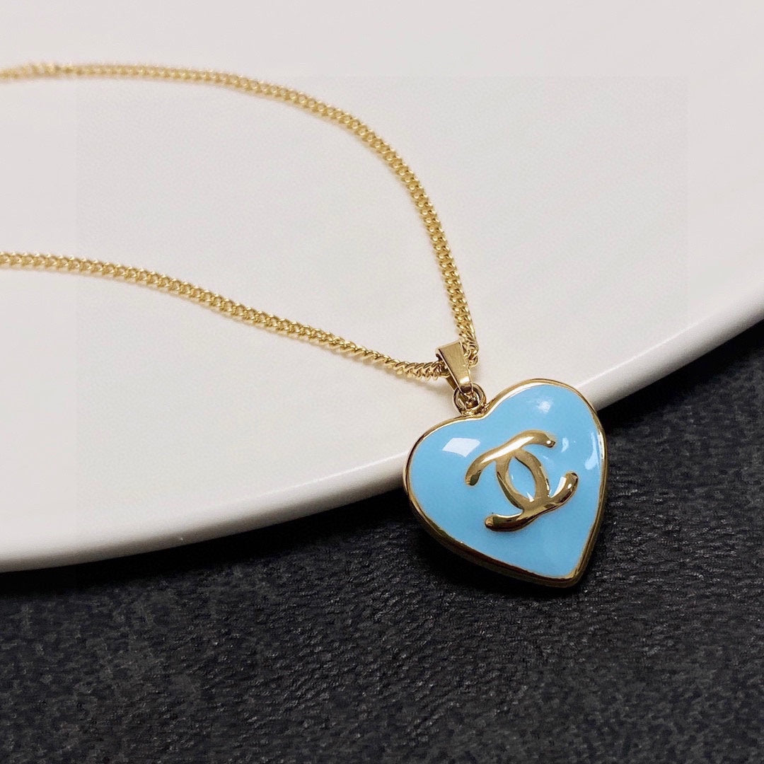 Chanel Blue Heart 18K Gold Necklace