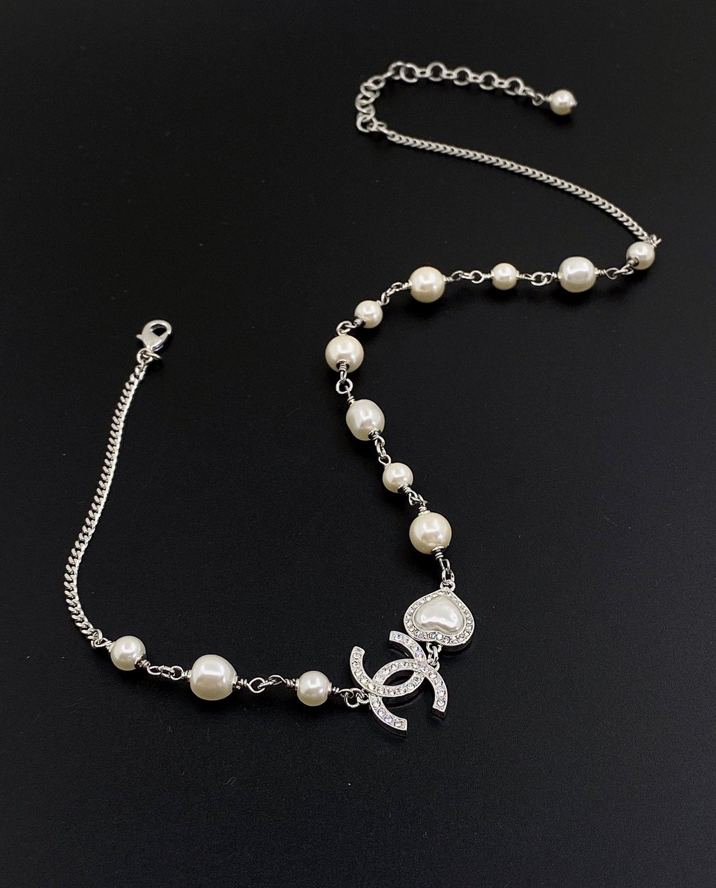 Pearls Crystals 18K Gold Necklace