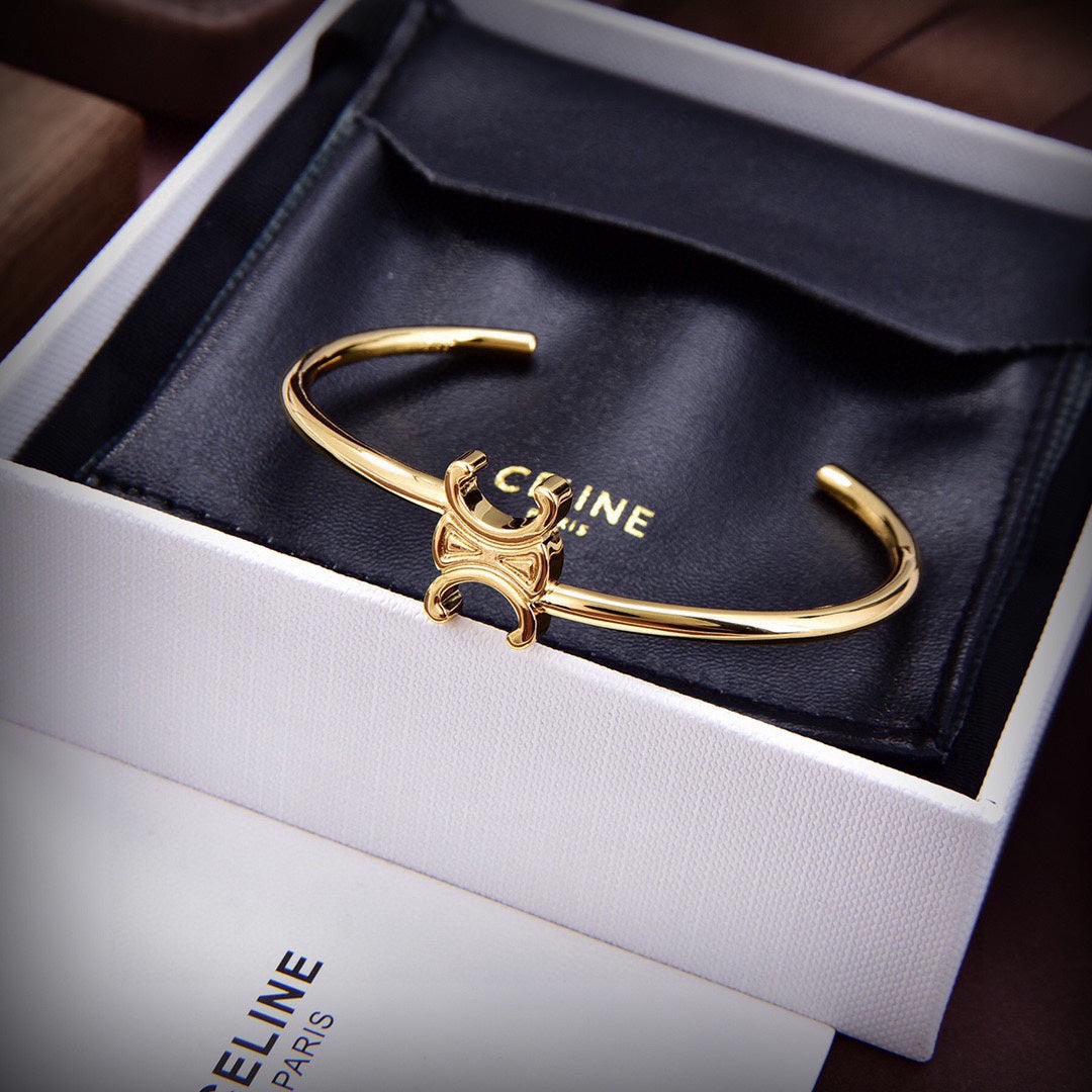 Celine Asymmetric 18K Gold Bracelet