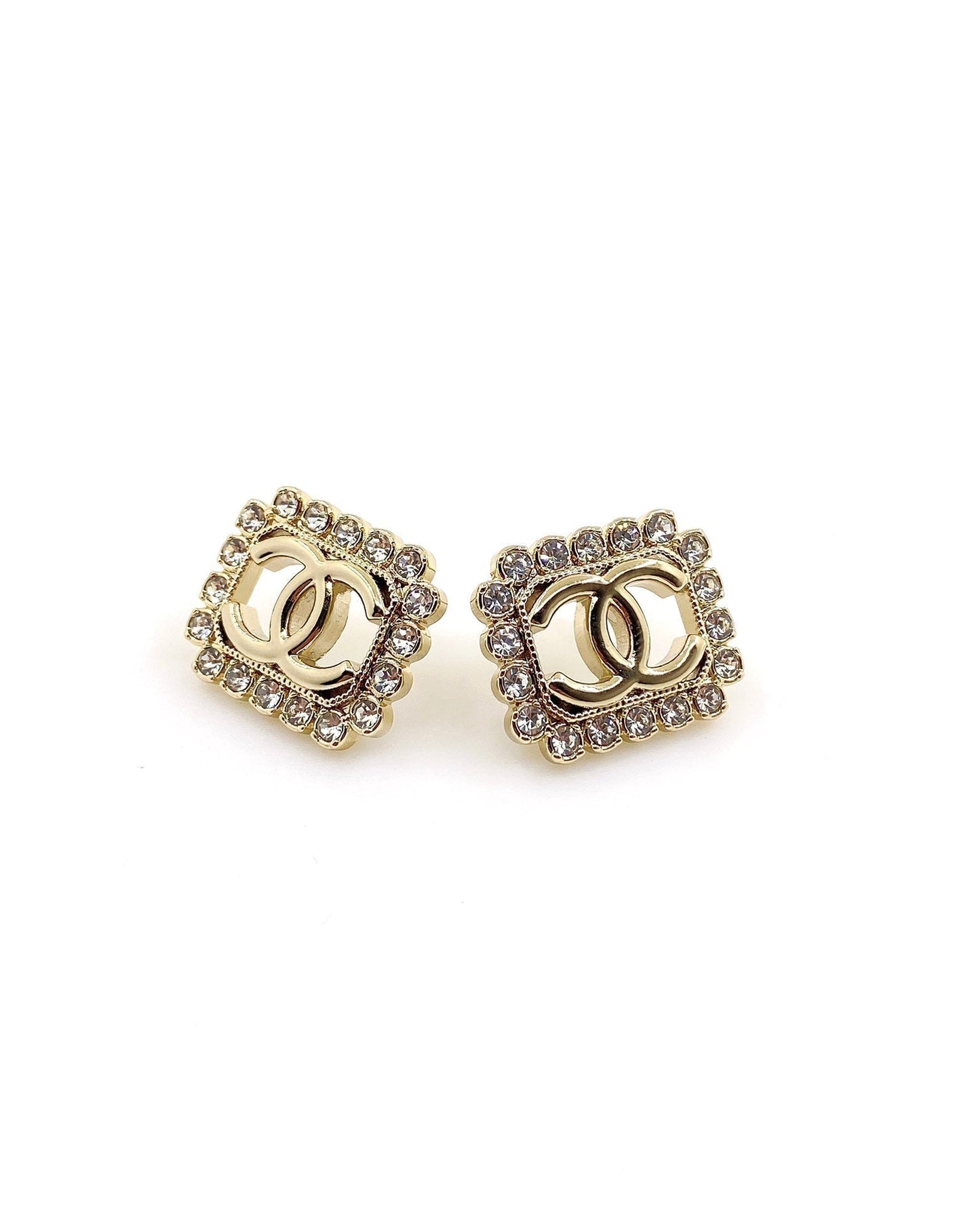 Chanel Square Pearls 18K Gold Earrings