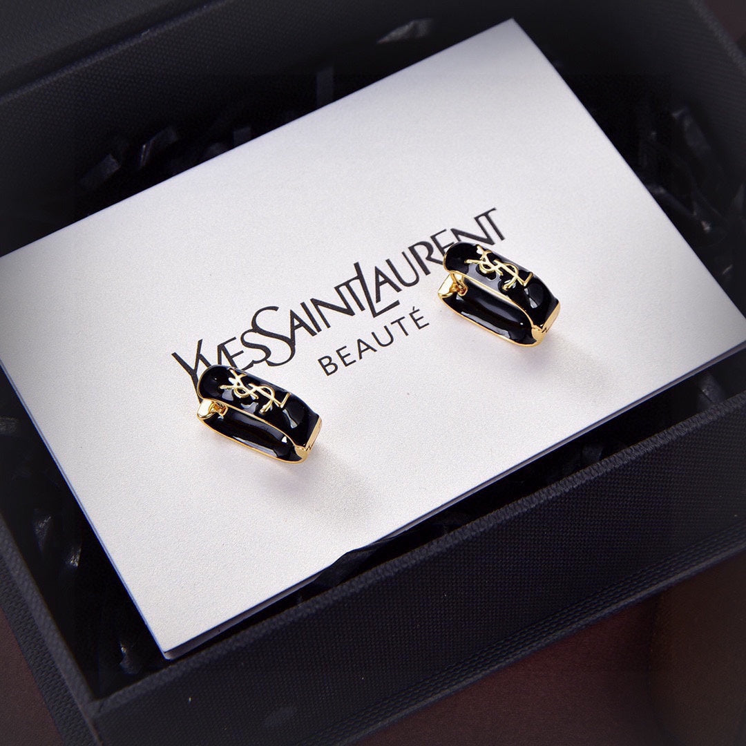 YSL Black 18K Gold Earrings