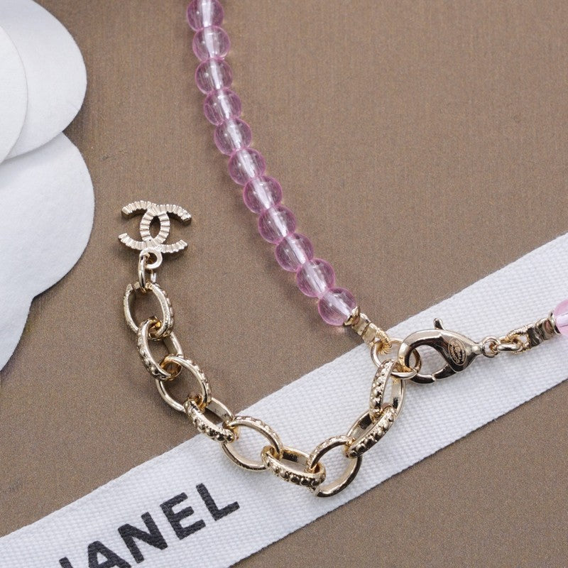 Chanel Purple Crystal Flower 18K Gold Necklace