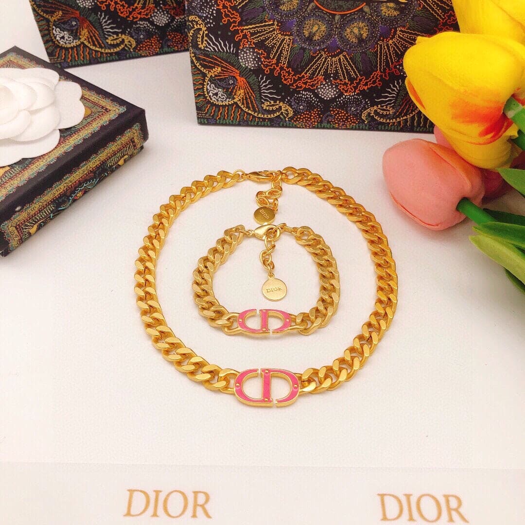 Dior 30 Montaigne Pink Choker 18K Gold Necklace