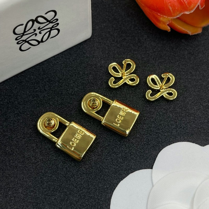 LOEWE Anagram Diamond 18K Gold Earrings