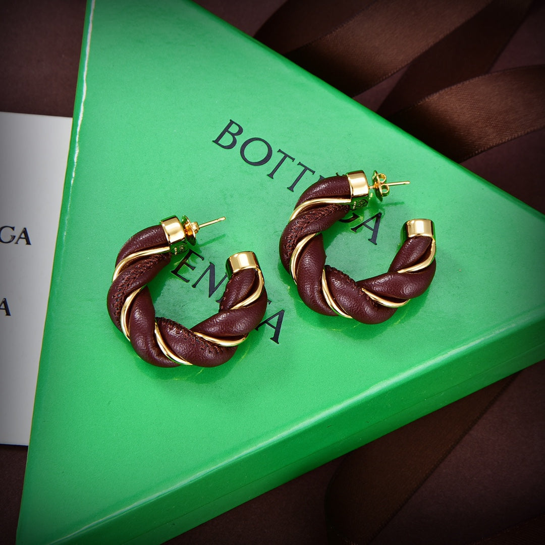 Bvlgari Brown 18K Gold Earrings
