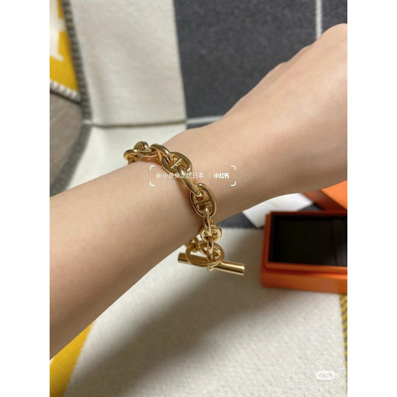 Hermes Cha?ne D'ancre Encha?n ̈¦e 18K Gold Bracelet