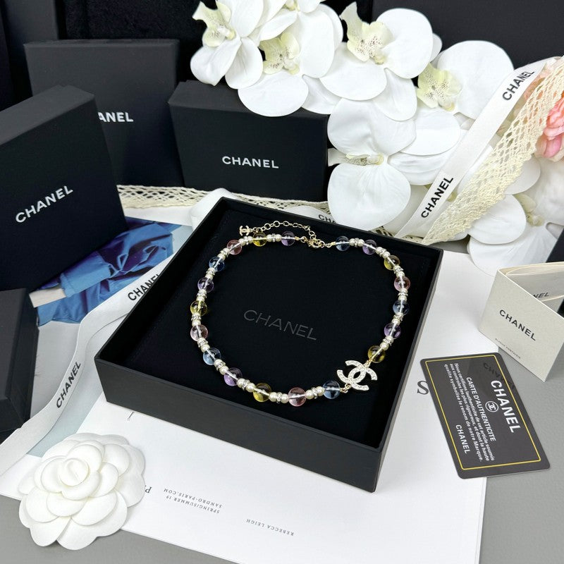 Chanel 26C Color Crystal 18K Gold Necklace