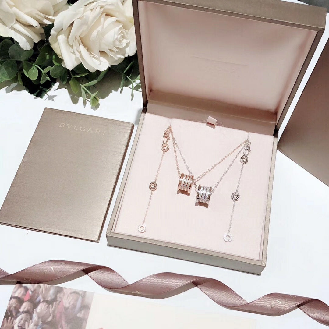 B.zero1 Demi-Pave Diamonds 18K Gold Necklace