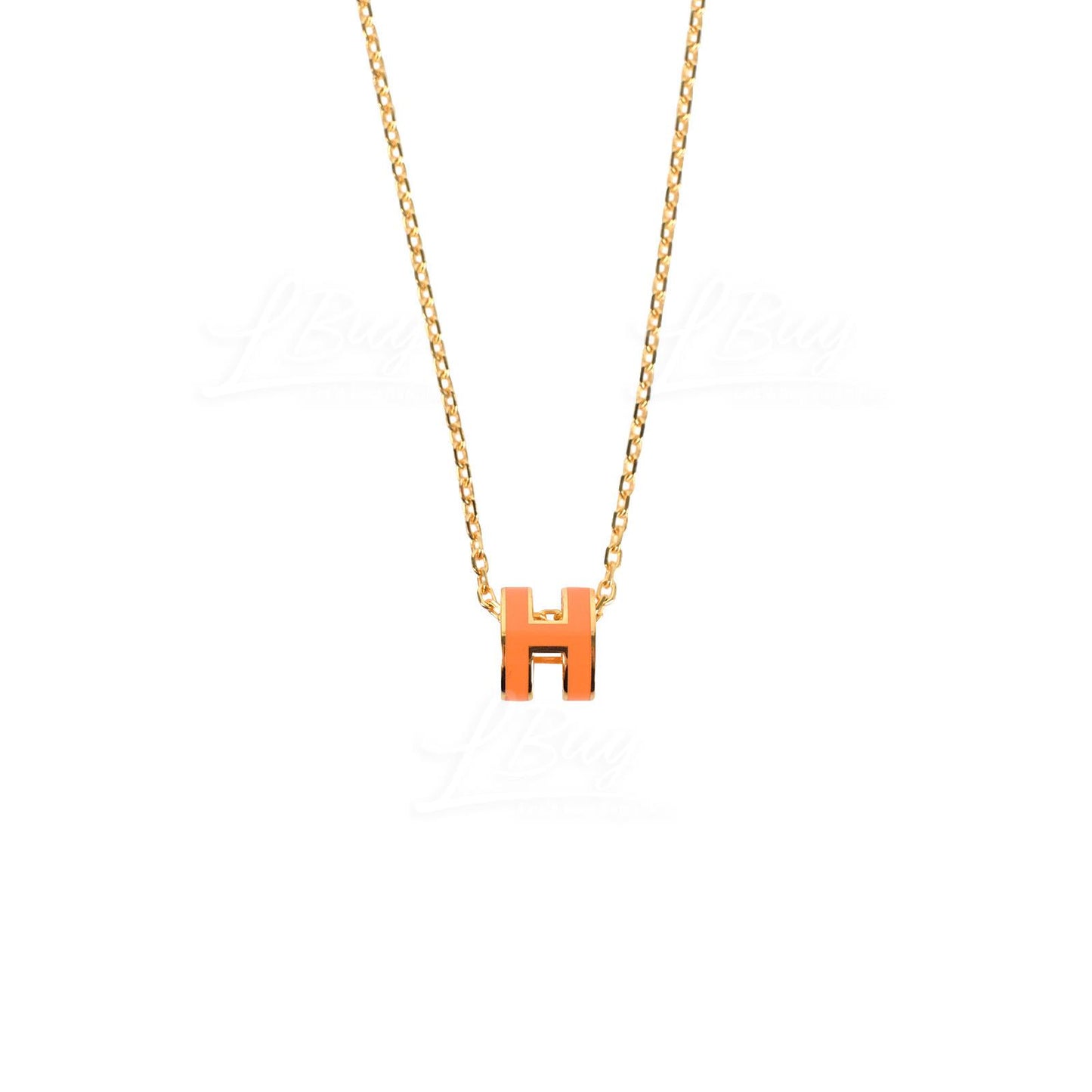 Hermes Mini Pop Orange 18K Gold Necklace