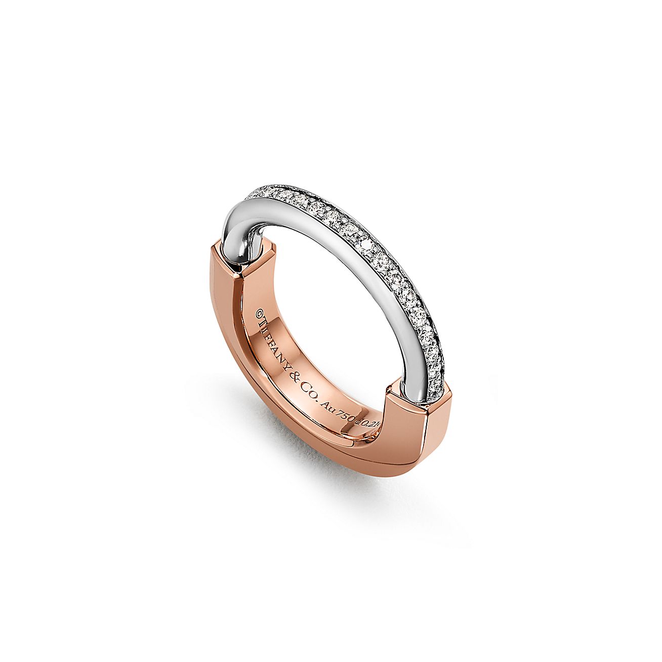 Tiffany Lock Diamond 18K Rose Gold Ring
