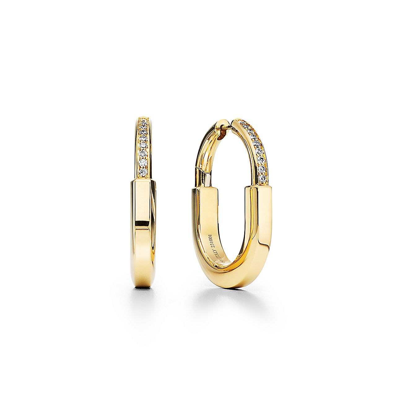 Tiffany Lock Diamonds Medium 18K Gold Earrings