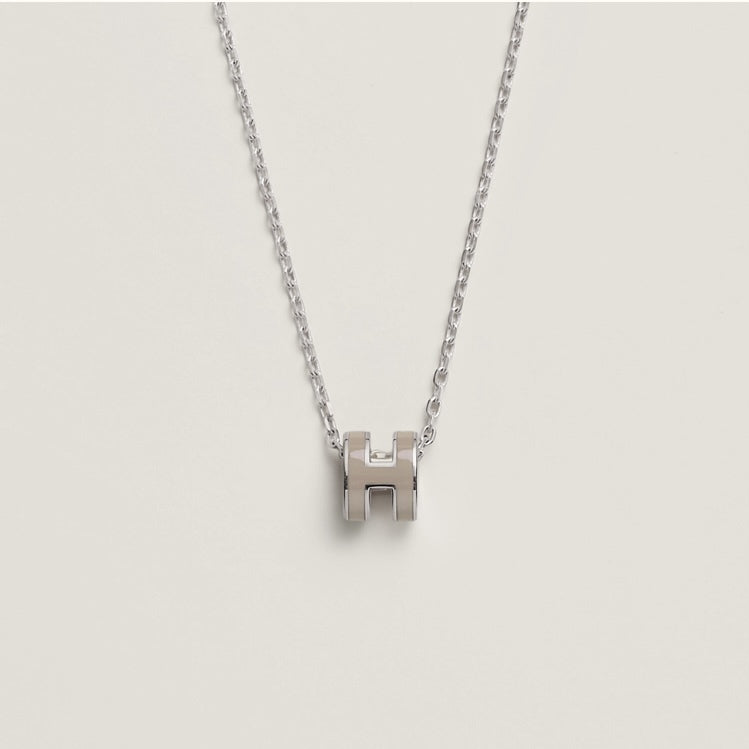 Hermes Mini Pop Grey 18K Gold Necklace