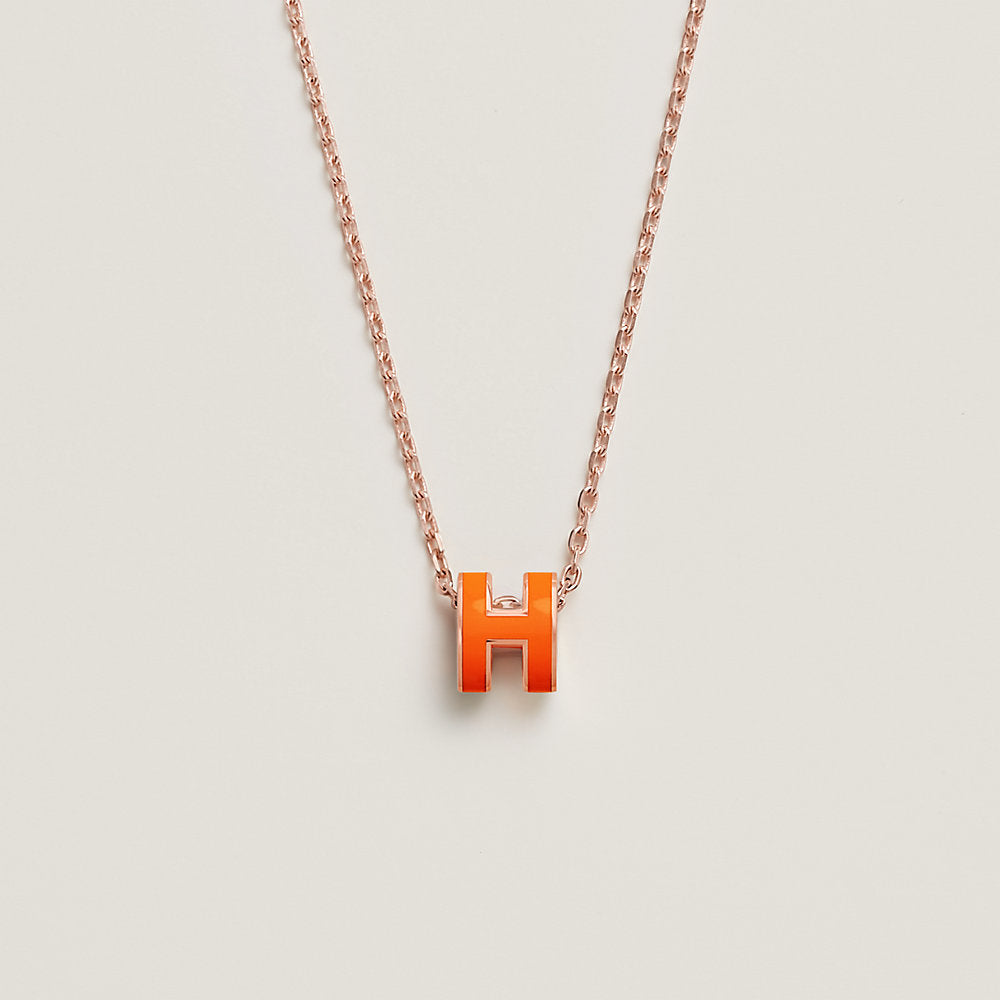 Hermes Mini Pop Orange 18K Gold Necklace