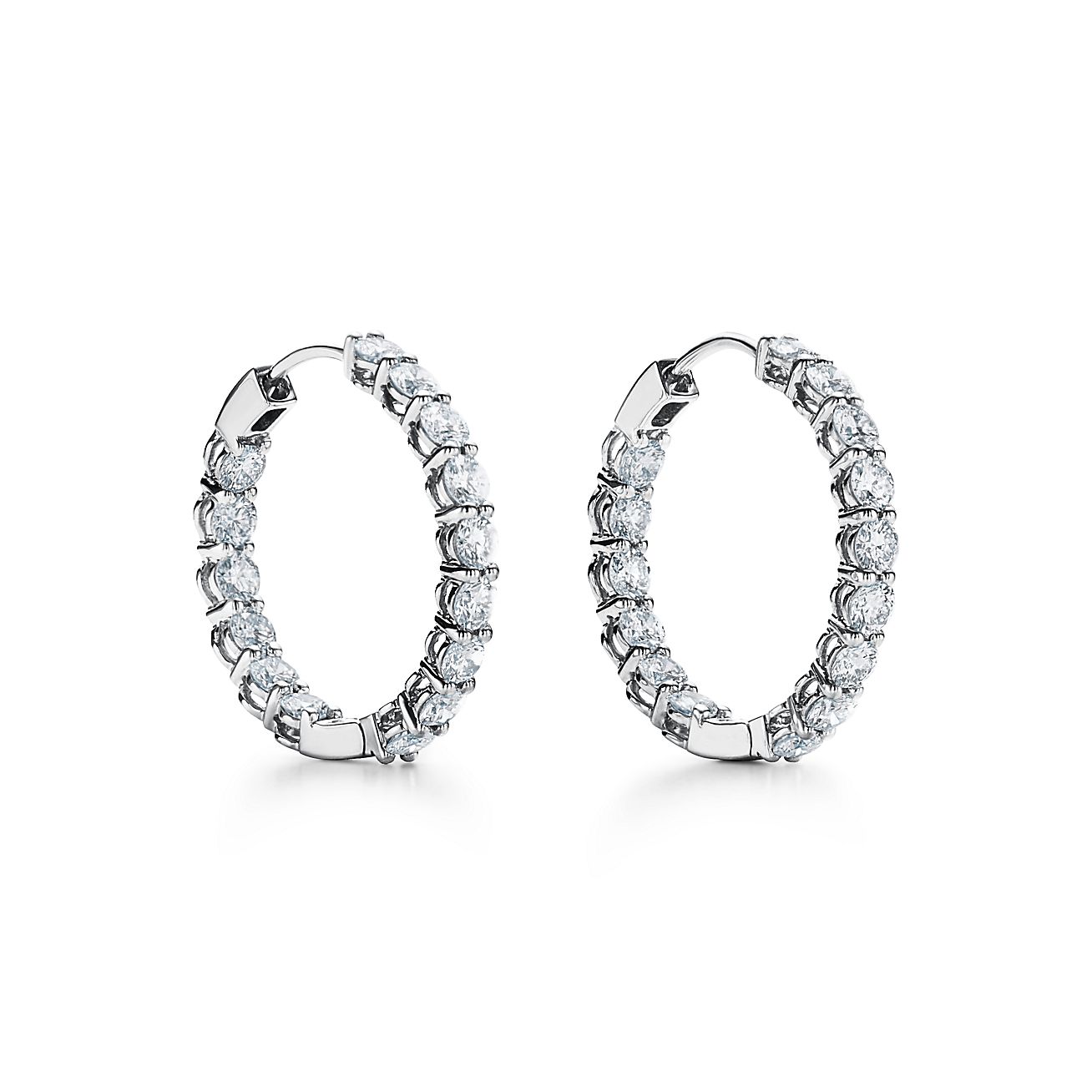 Tiffany Hoop Diamonds 18K Gold Earrings