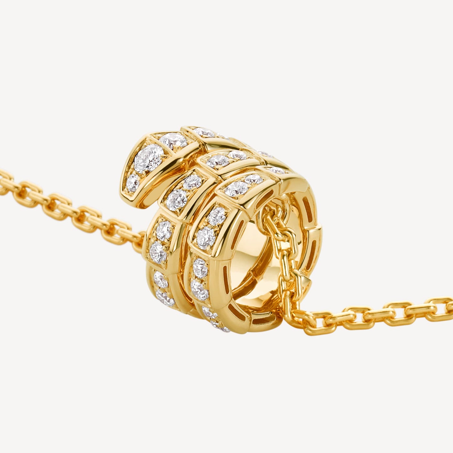 Bvlgari Serpenti Viper Pave Diamonds 18K Gold Necklace