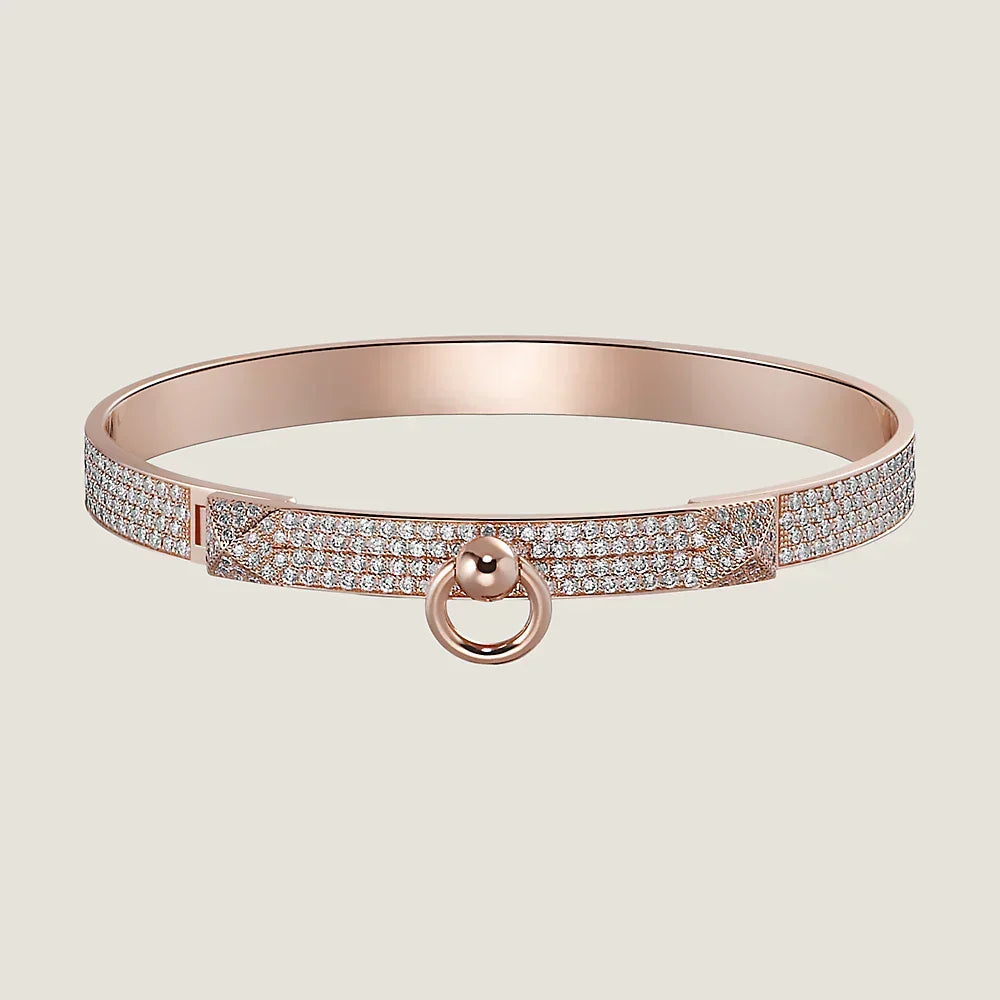 Hermes Collier De Chien Diamond 18K Gold Bracelet