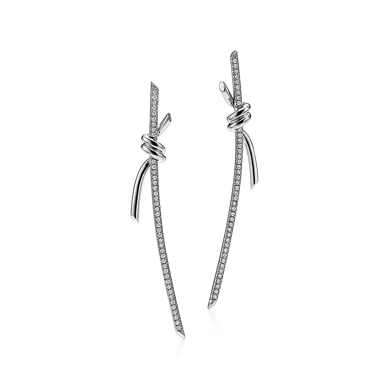 Tiffany Knot Drop Diamonds 18K Gold Earrings