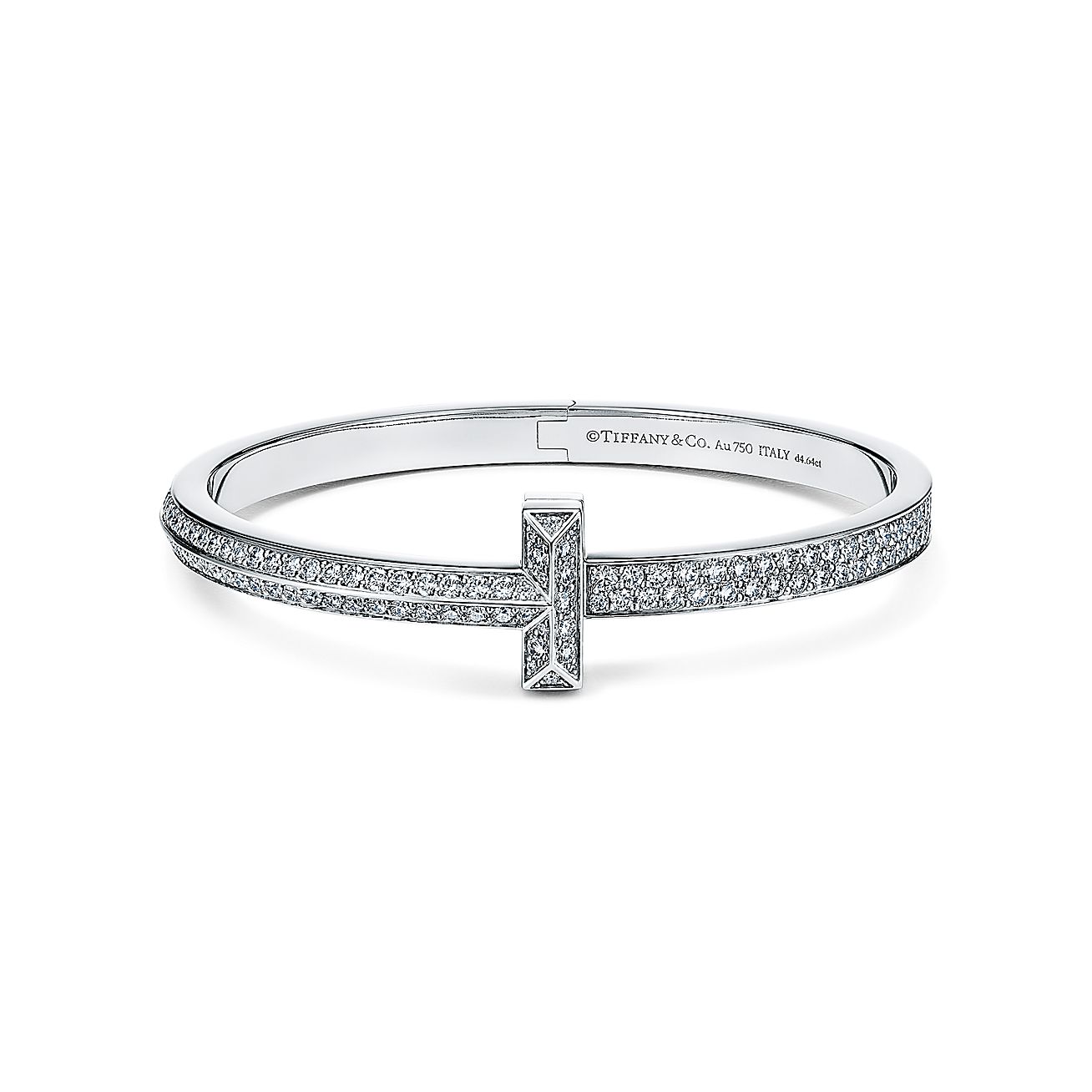 T1 Wide Diamond Hinged Bangle 18K Gold Bracelet