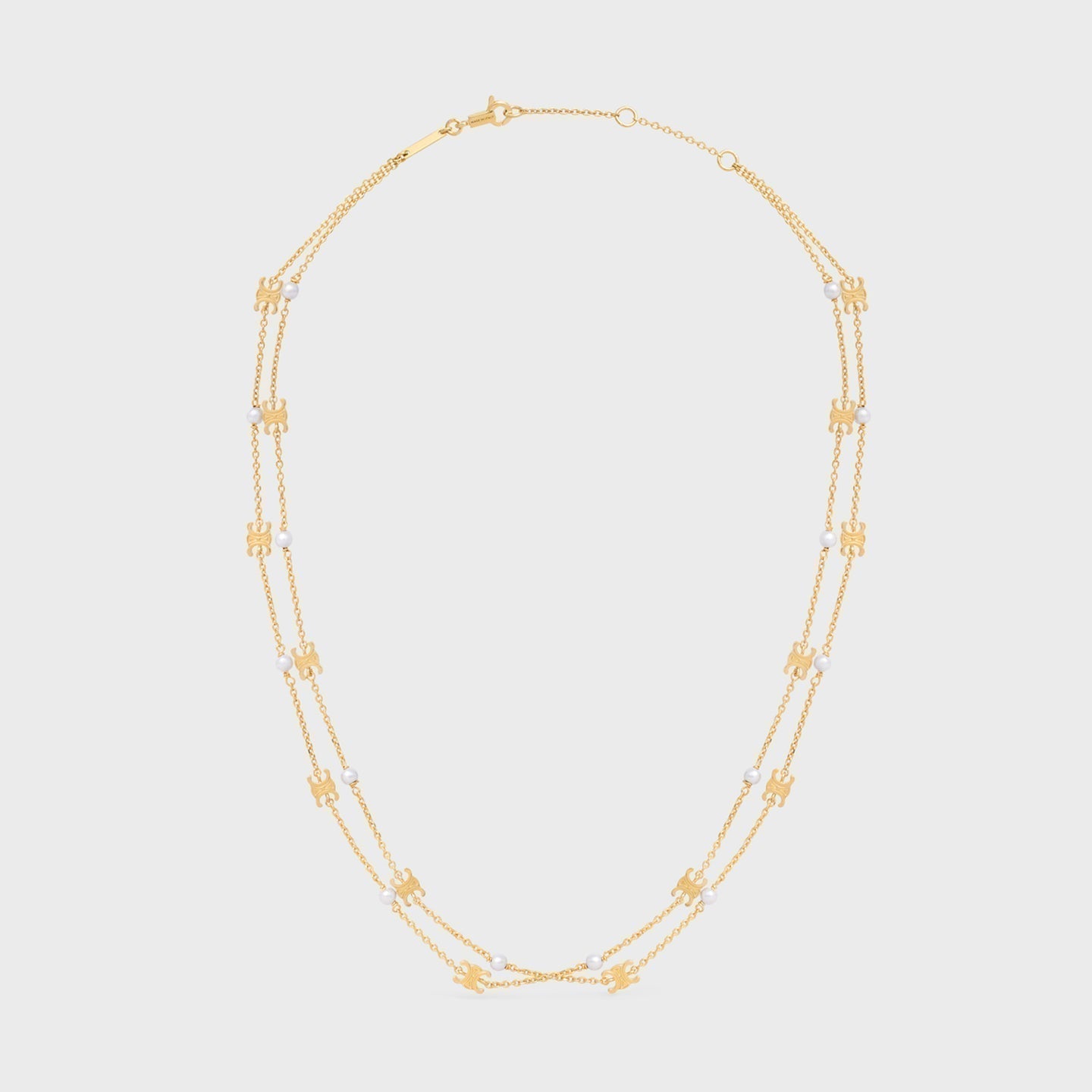 Celine Pearl Double 18K Gold Necklace