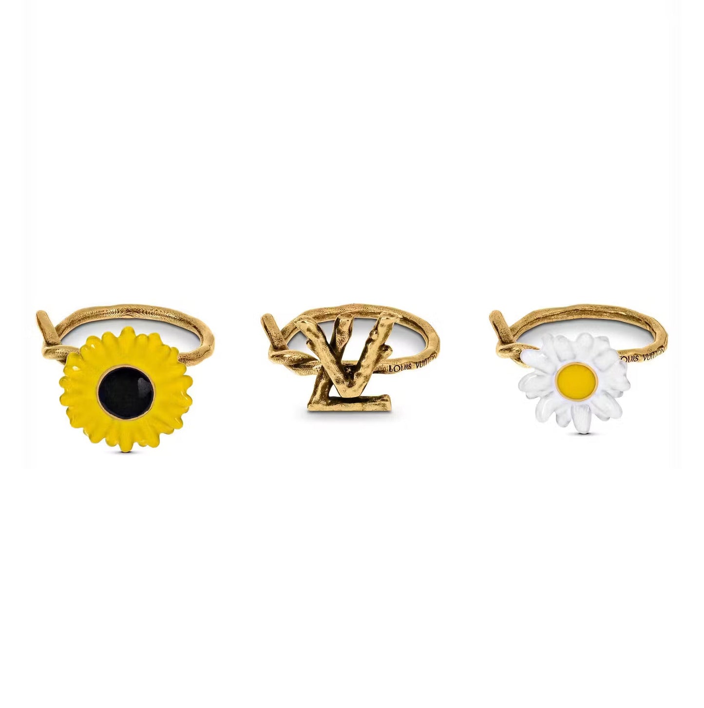 Louis Vuitton Gardening Set of Three 18K Gold Ring