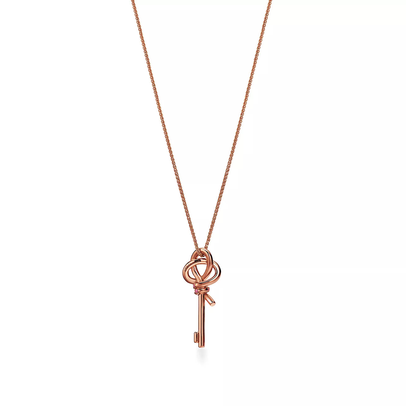 Tiffany Keys Woven Pink Diamonds Medium 18K Gold Necklace