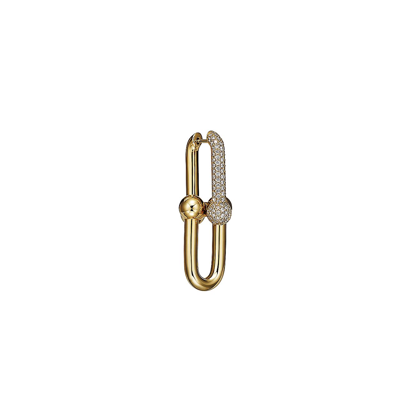 Tiffany HardWear Large Link Diamonds 18K Gold Earrings