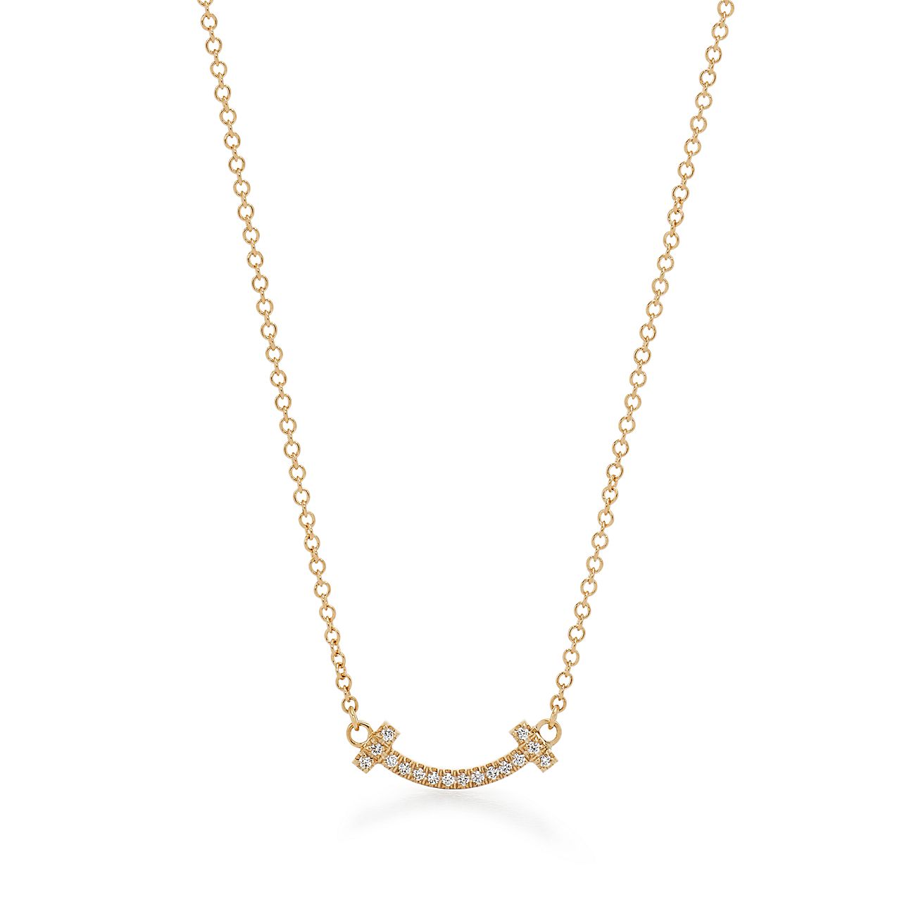 Tiffany Small Diamond Pendant 18K Gold Necklace