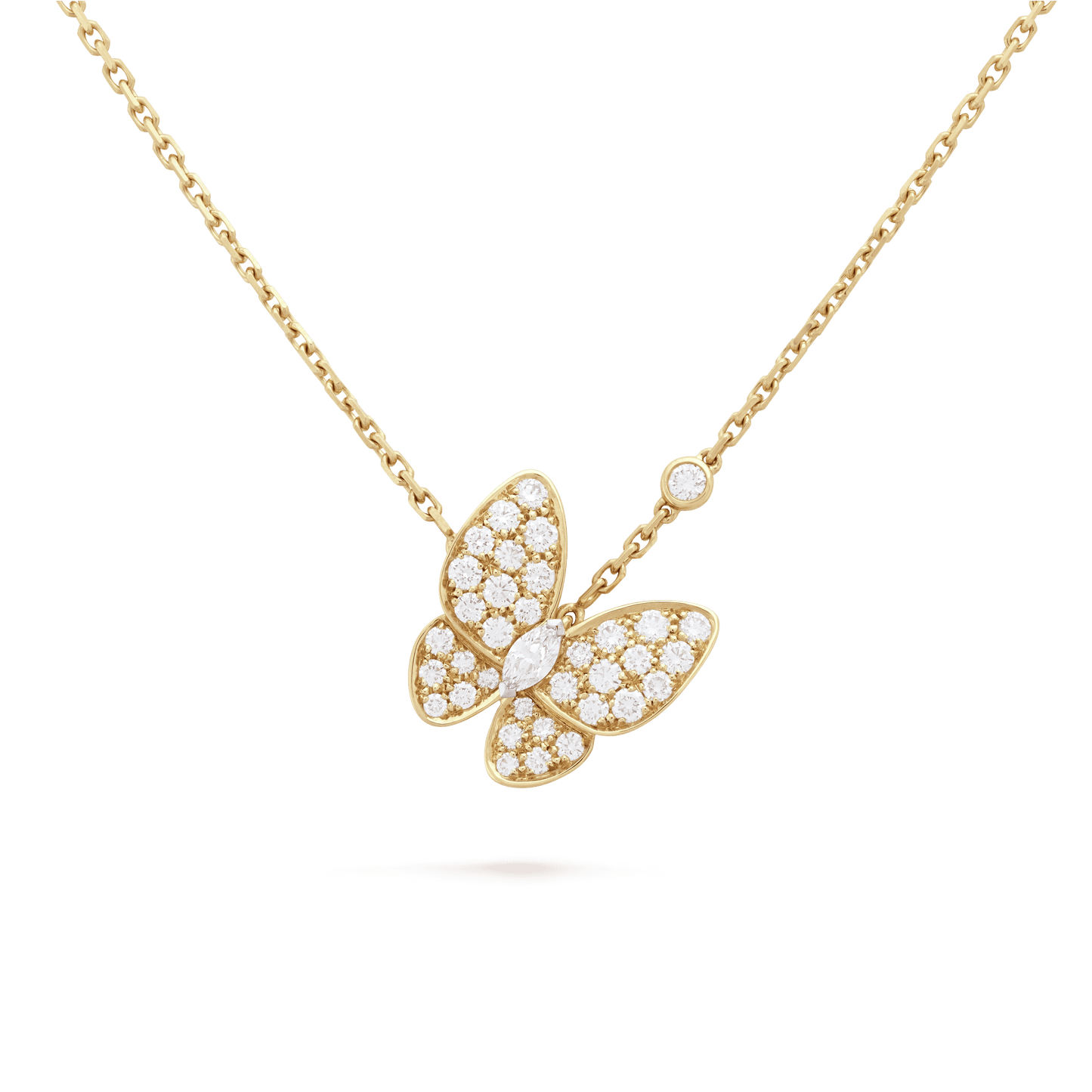 Two Butterfly 18K Gold Necklace