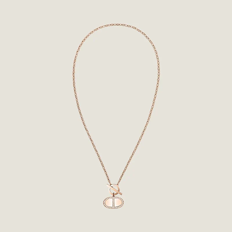 Hermes Chaine D'ancre Contour Pendant 18K Gold Necklace