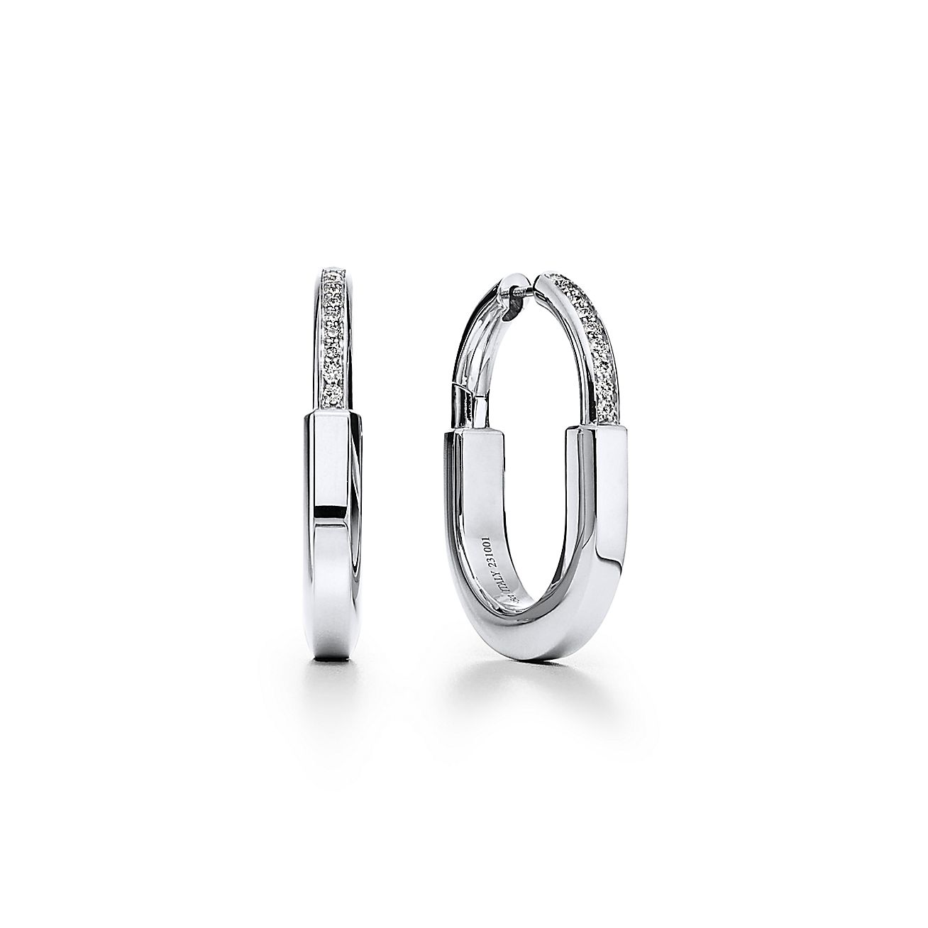 Tiffany Lock Diamonds Medium 18K Gold Earrings