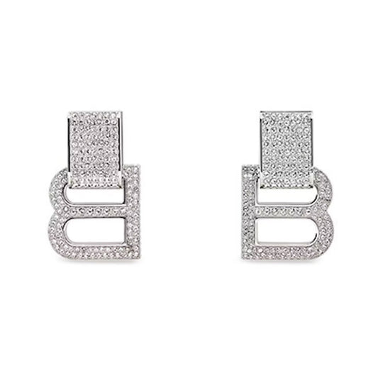 Balenciaga Hourglass Diamond 18K Gold Earrings