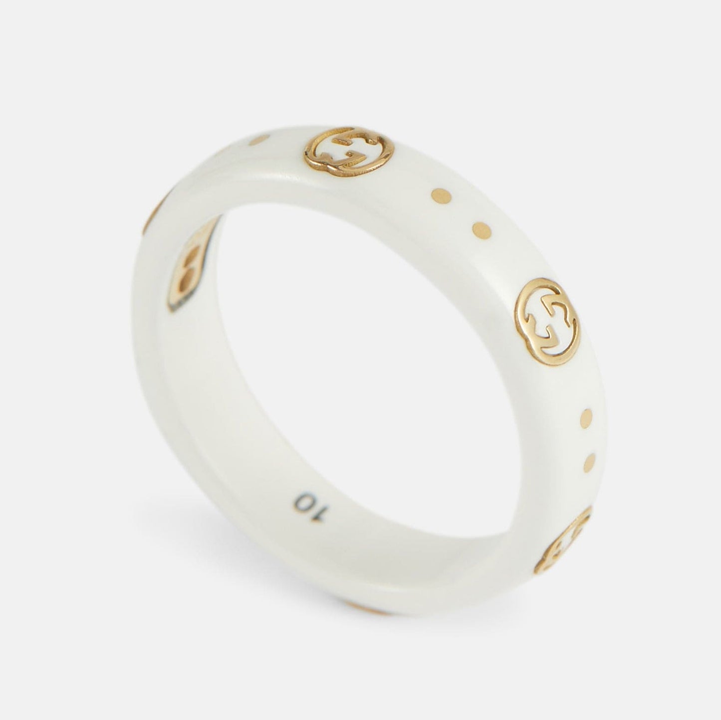 Gucci Double Icon White Zirconia 18K Gold Ring