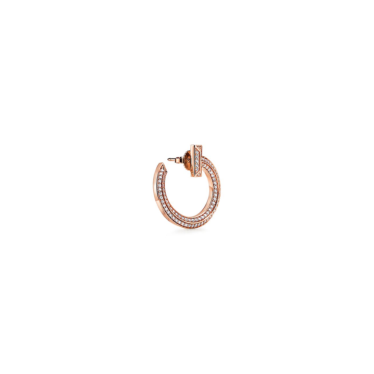 Tiffany T1 Open Hoop 18K Rose Gold Earrings
