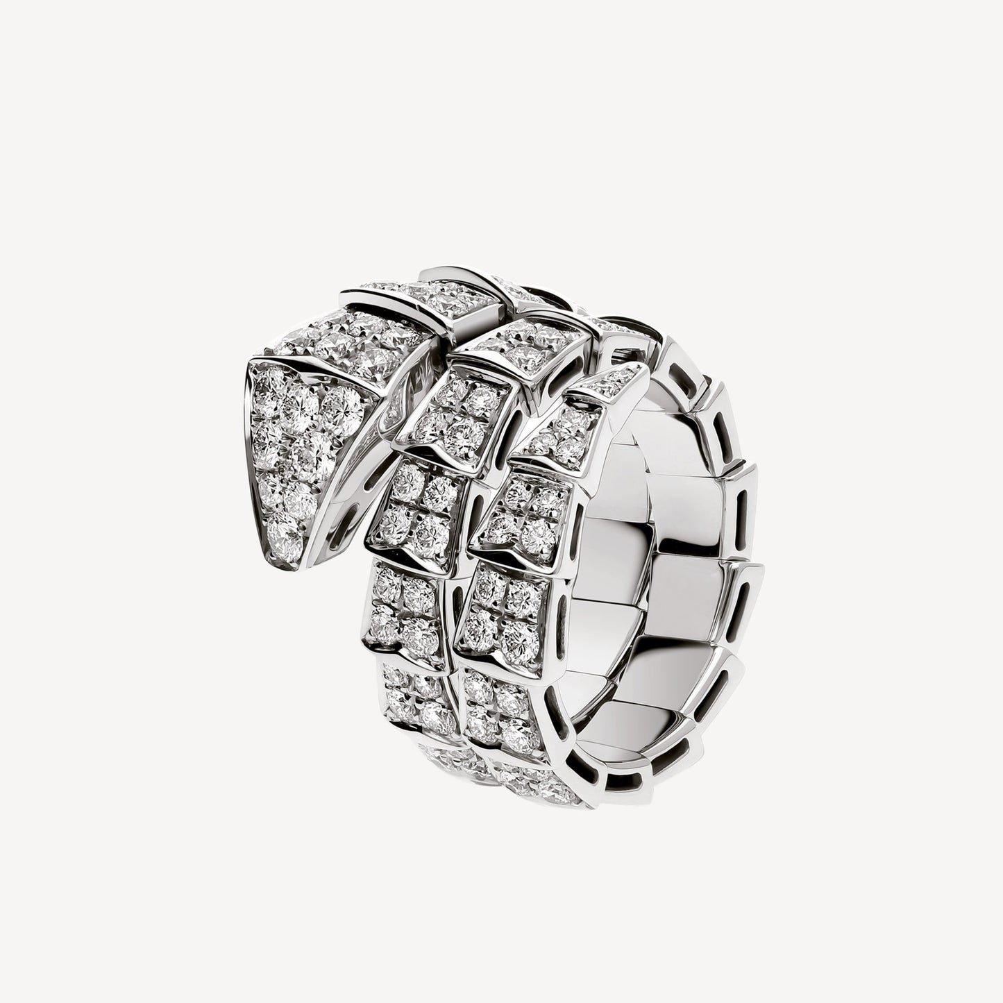 Bvlgari Serpenti Viper Full Pave Diamond 18K Gold Ring