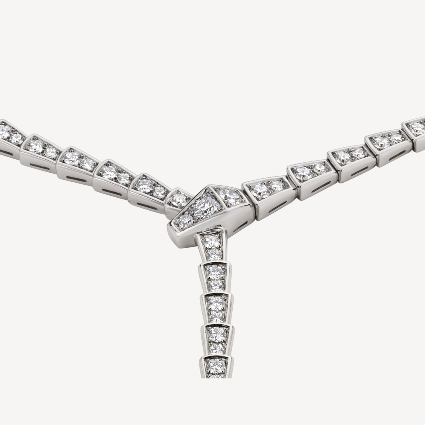 Bvlgari Serpenti Viper Full Pave Diamonds 18K Gold Necklace