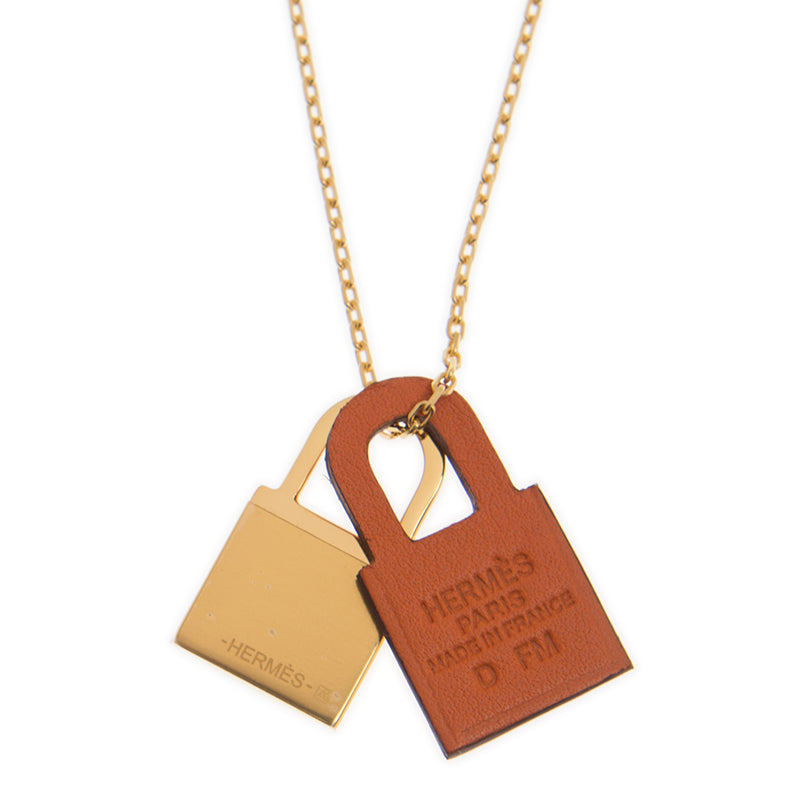 Hermes O'Kelly Orange Pendant 18K Gold Necklace