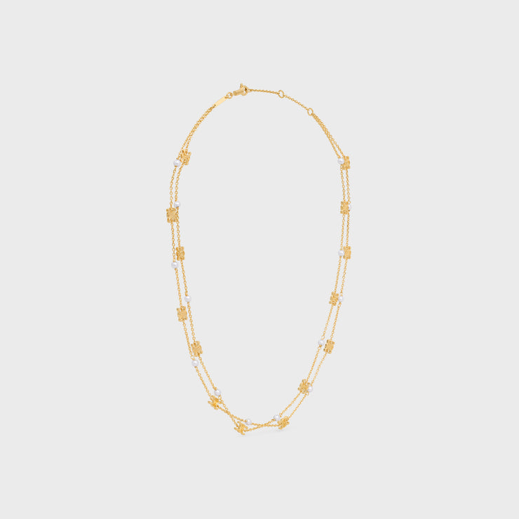 Celine Pearl Double 18K Gold Necklace